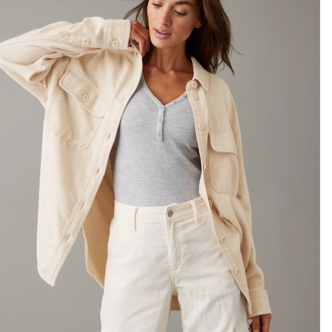 Ae Oversized Shacket Button Up Size Small Aerie